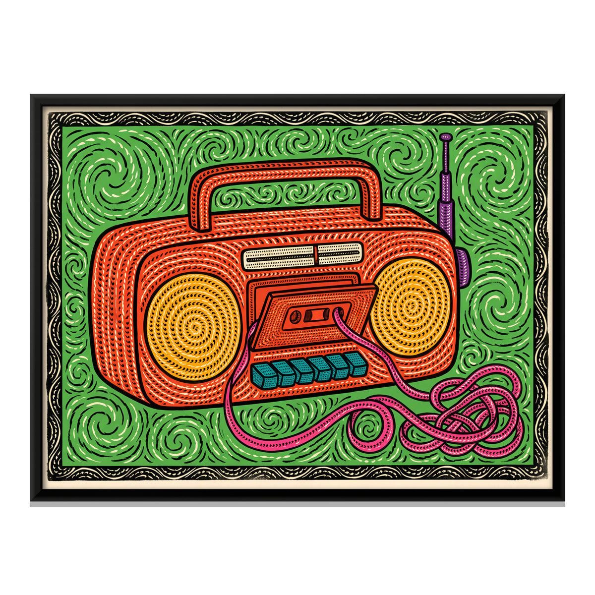 Radio Cassette Player - framed canvas print, front view
