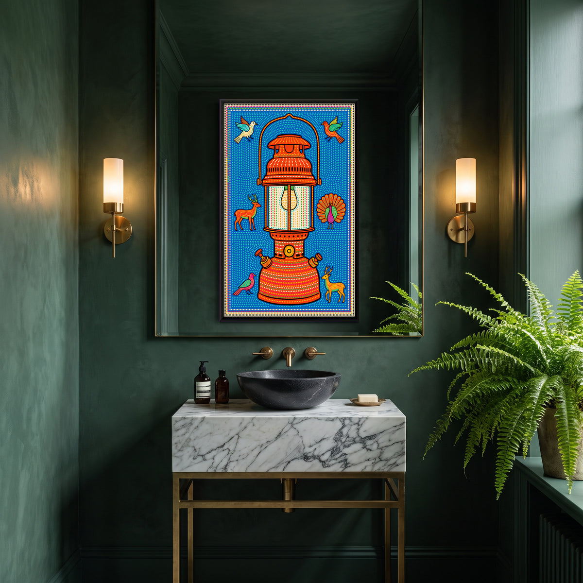 Kerosene Pressure Lantern - canvas art shown in a second room setting