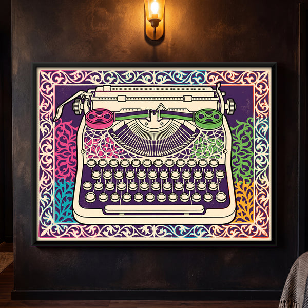 Vintage Manual Typewriter with Floral Border