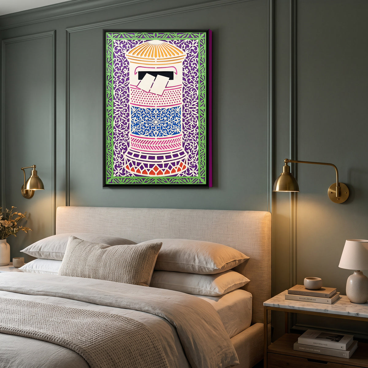 Postbox with Letters - canvas art shown in a styled room