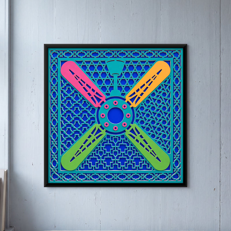 Ceiling Fan - framed canvas art hung on a wall