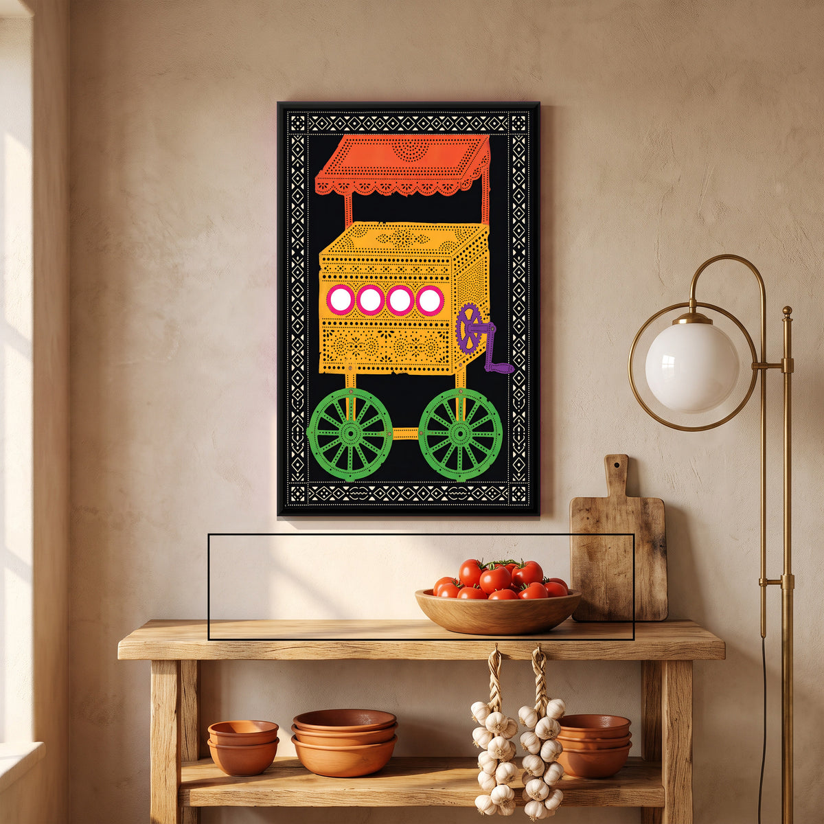 Bioscope Cart - canvas art shown in a second room setting