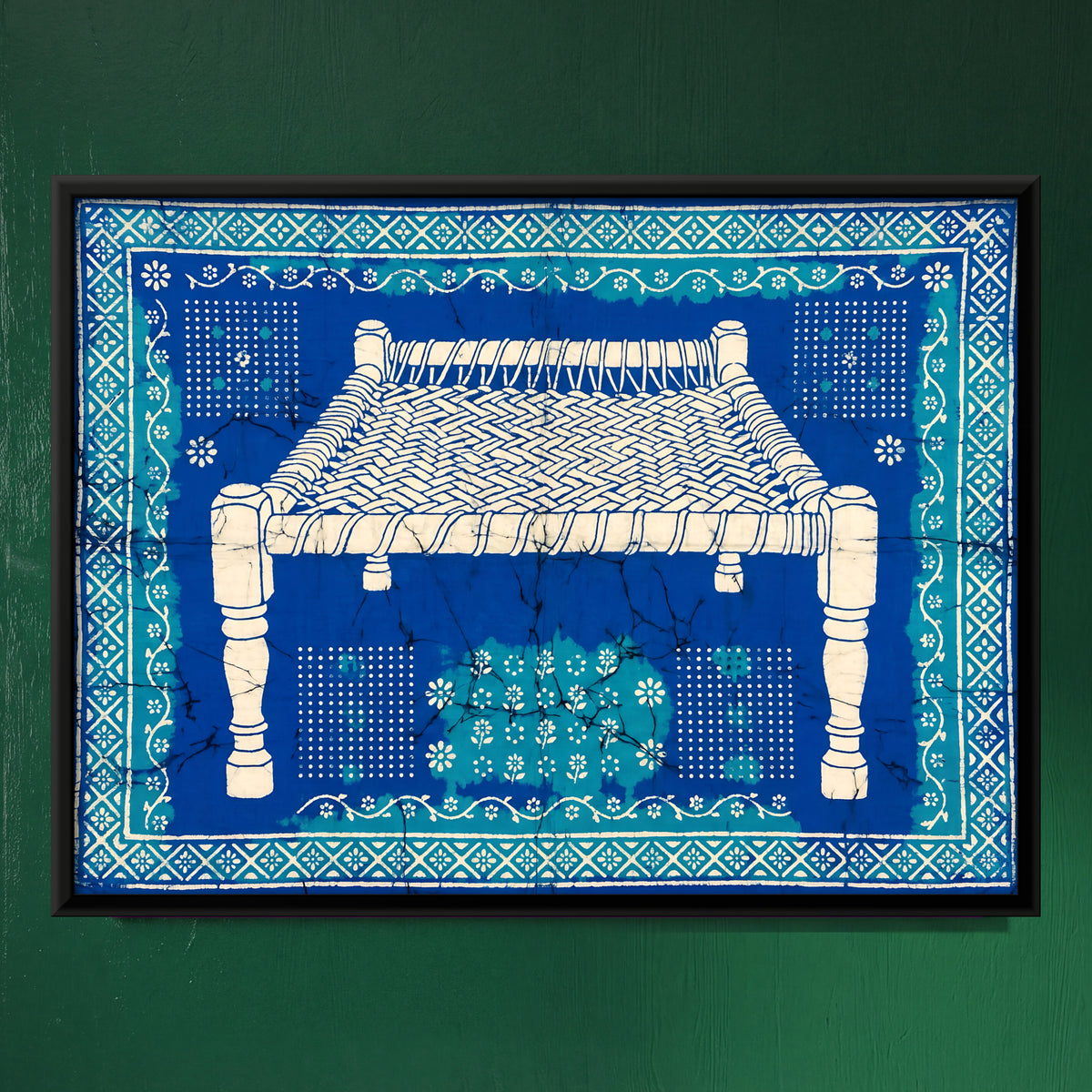 Charpai Rope Cot - framed canvas art hung on a wall