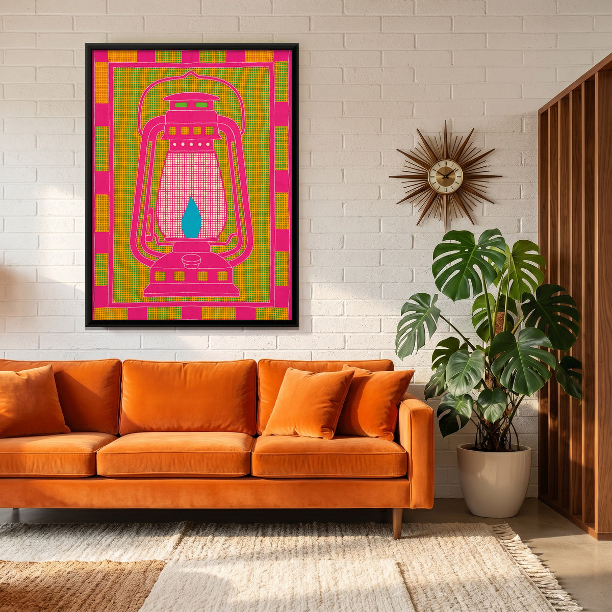 Hurricane Lantern - canvas art shown in a styled room