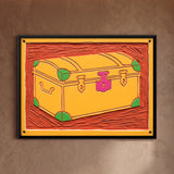 Yellow Travel Trunk with Green Corner Caps