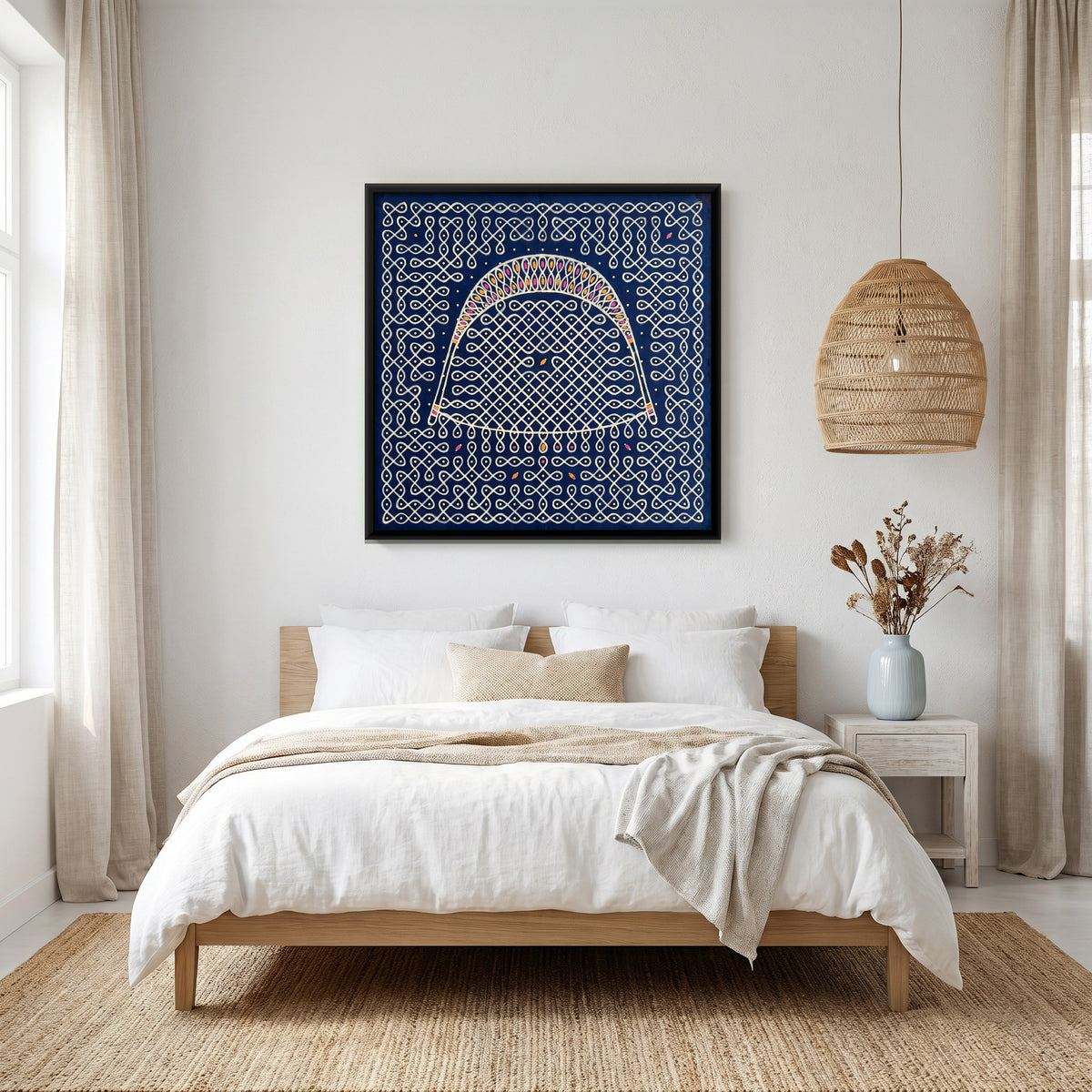 Winnowing Basket - canvas art shown in a second room setting
