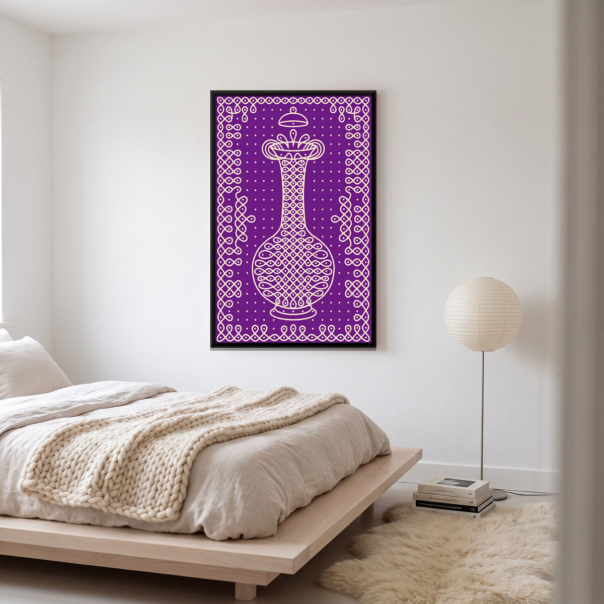Surahi Water Pot - canvas art shown in a styled room