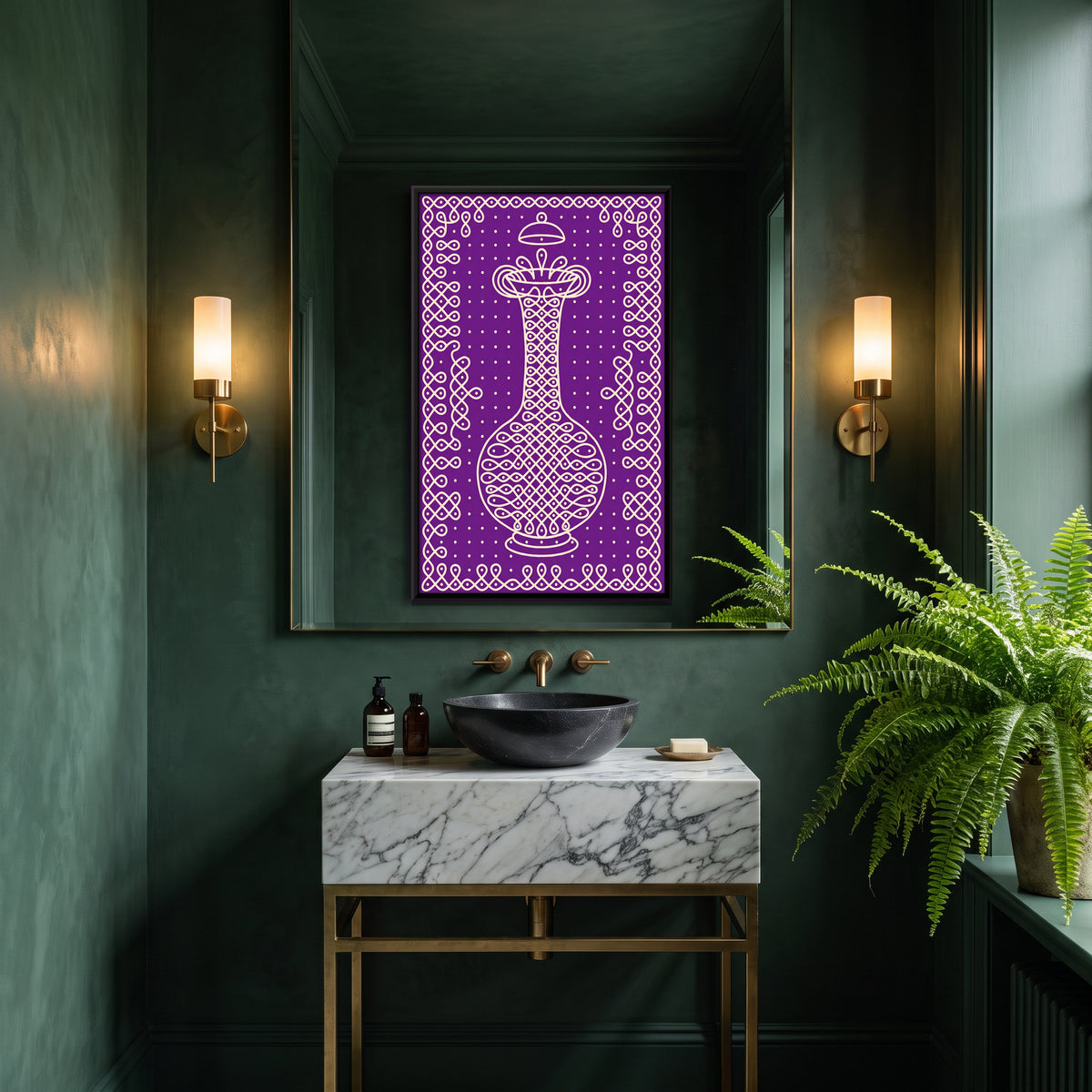 Surahi Water Pot - canvas art shown in a second room setting
