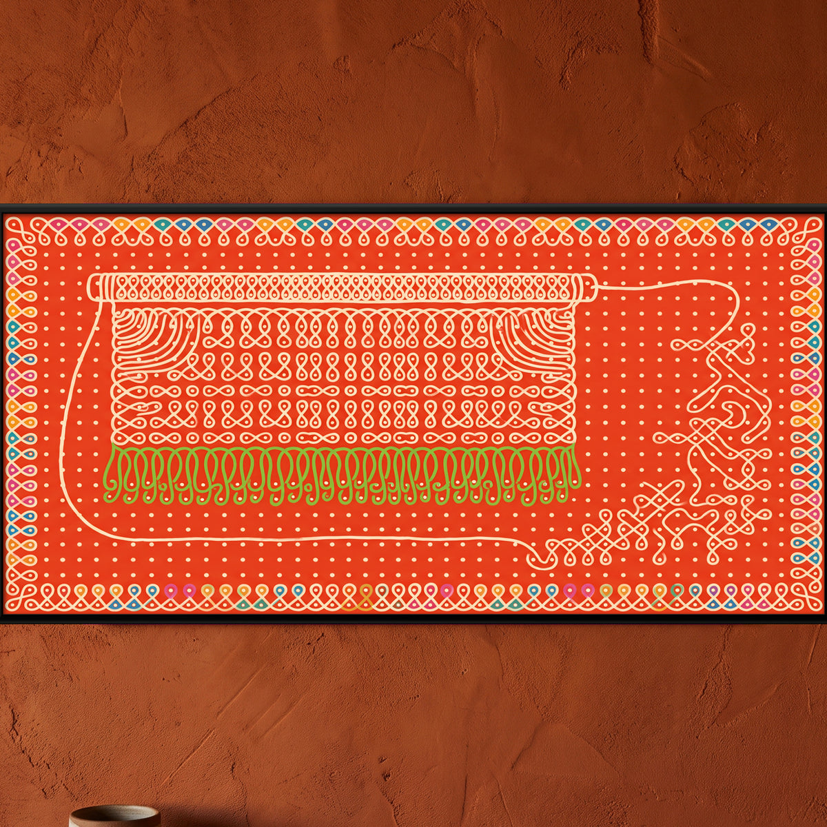 Hand-Pulled Punkah Fan - framed canvas art hung on a wall