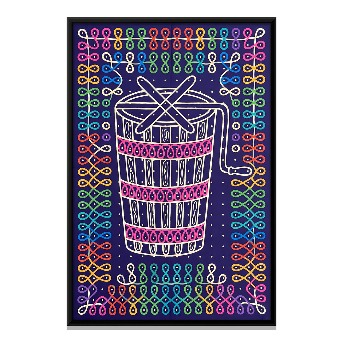 Hand-Cranked Ice Cream Churn - framed canvas print, front view