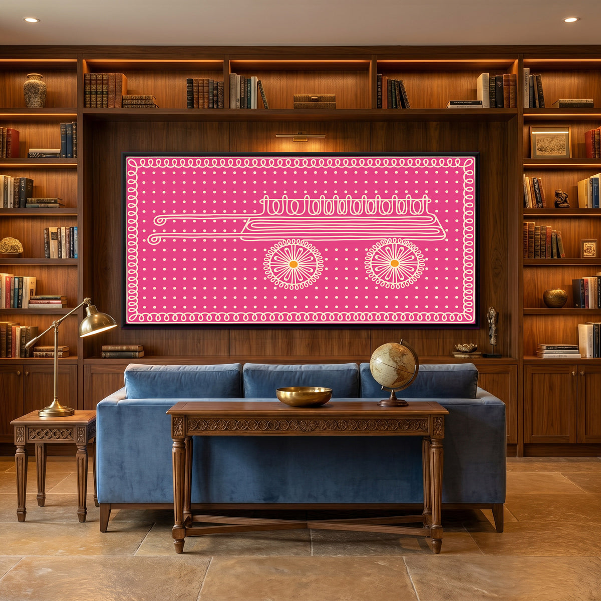 Thela Handcart - canvas art shown in a styled room
