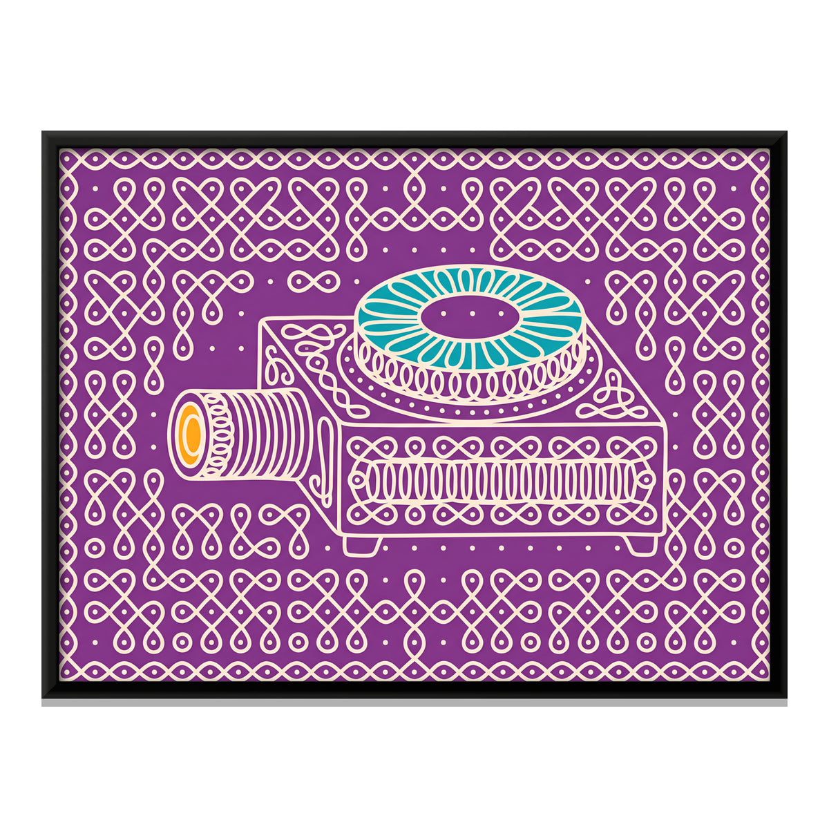 Film Projector - framed canvas print, front view
