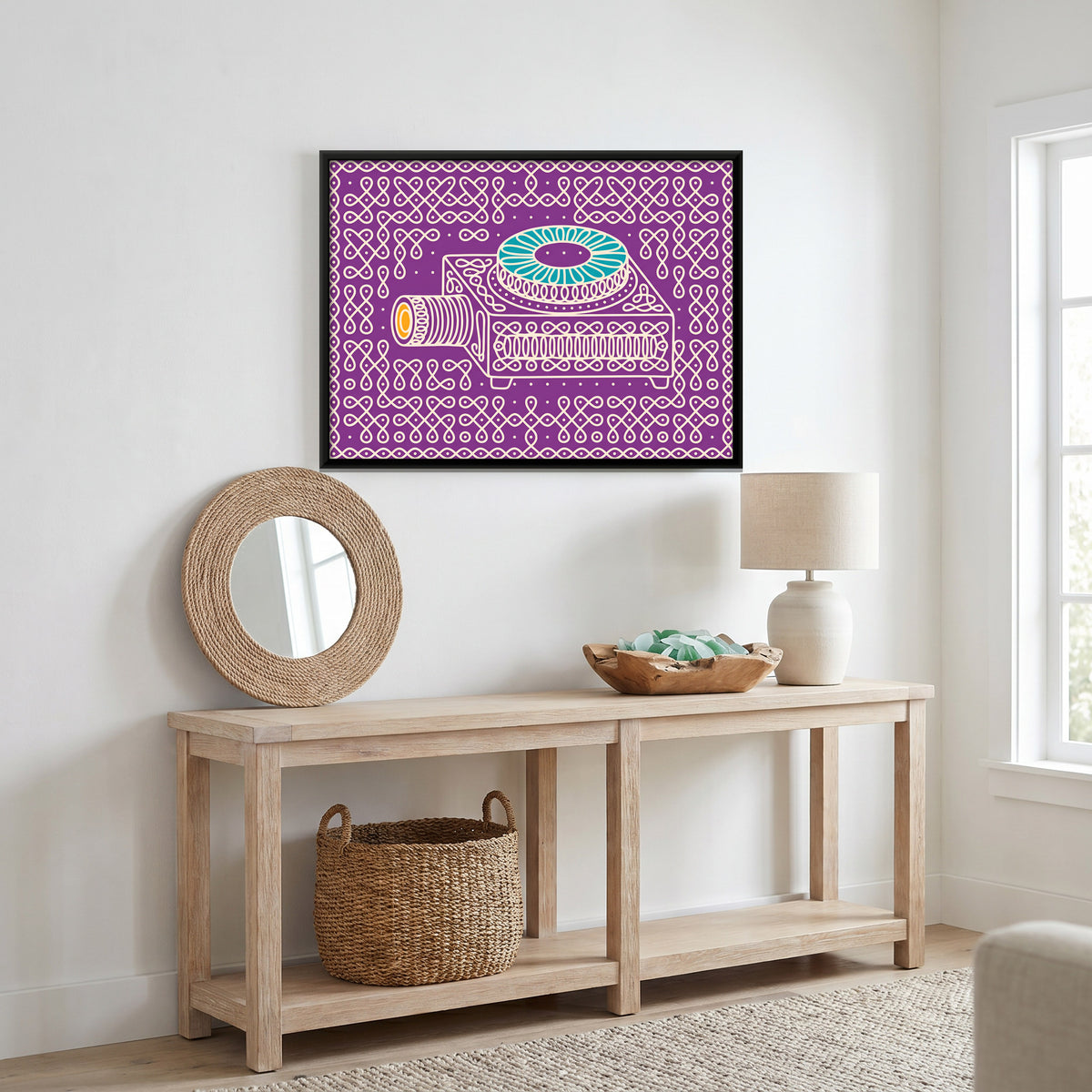 Film Projector - canvas art shown in a styled room