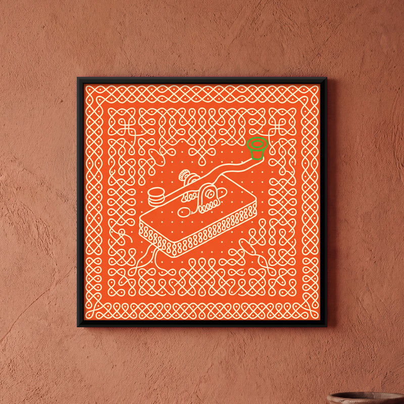 Telegraph Machine - framed canvas art hung on a wall