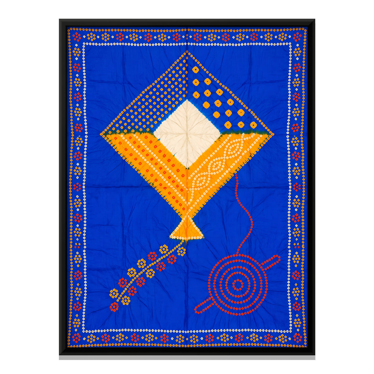 Kite and Thread Spool - framed canvas print, front view