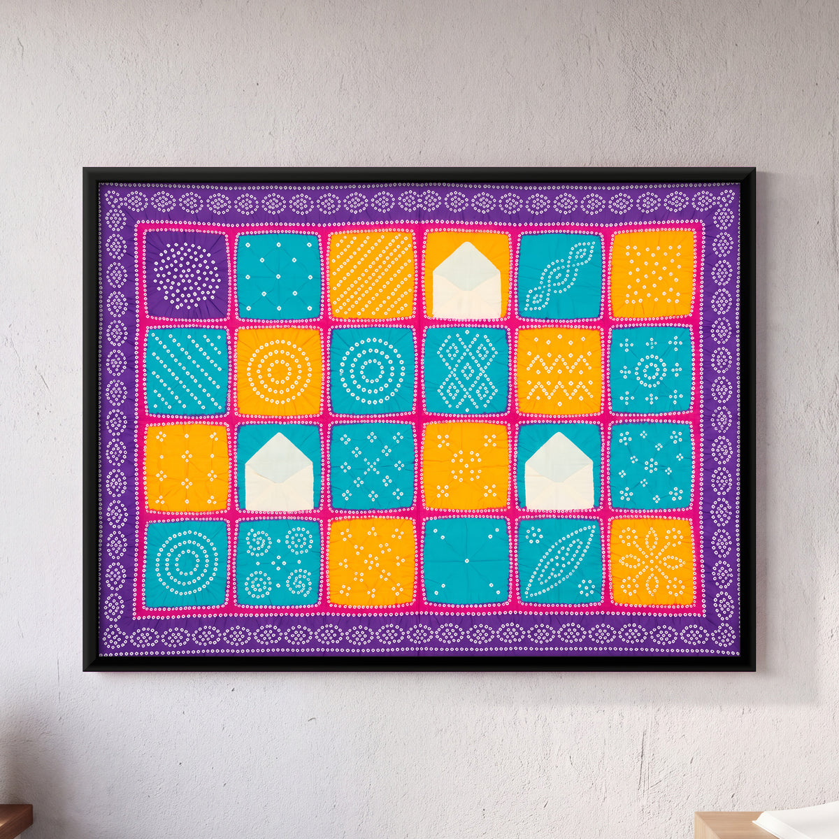 Letter Rack with Envelopes - framed canvas art hung on a wall