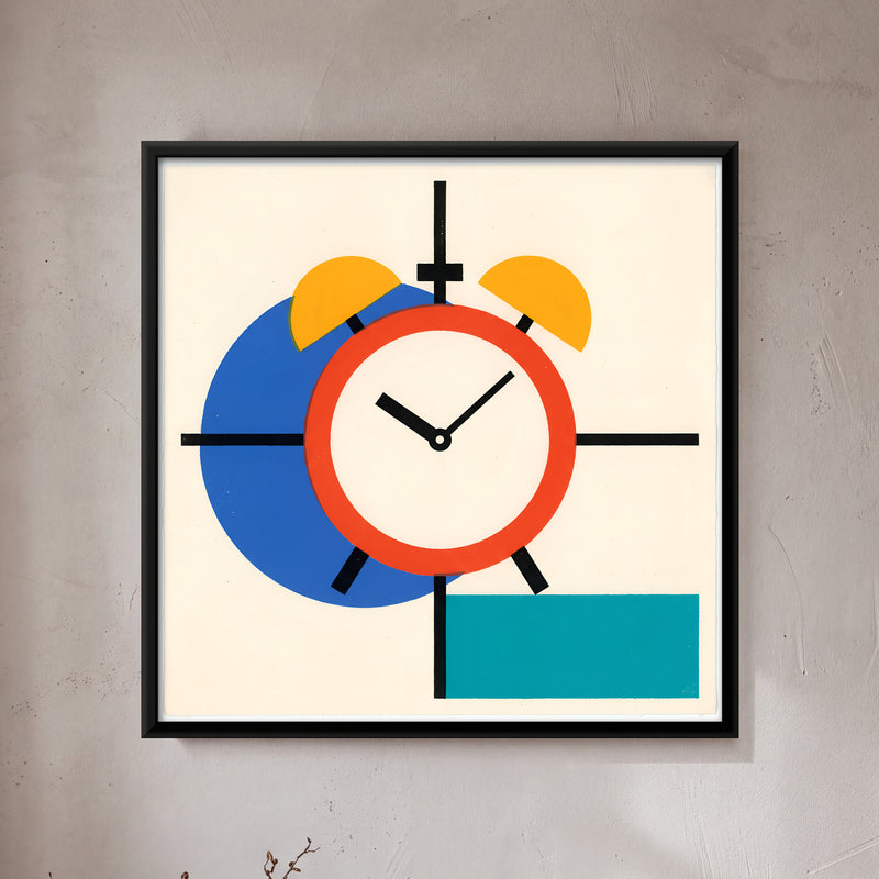 Twin-Bell Alarm Clock - framed canvas art hung on a wall