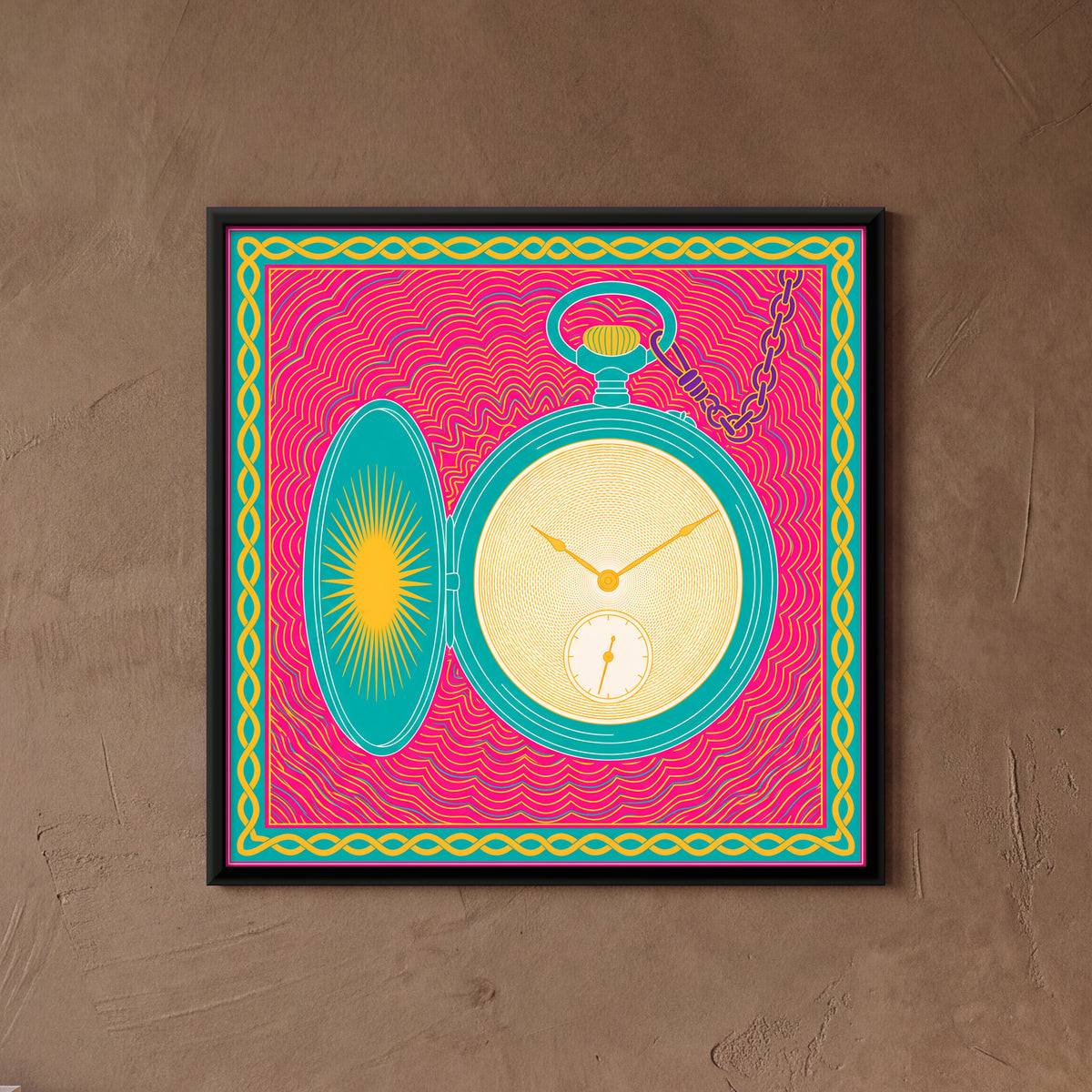 Open Pocket Watch - framed canvas art hung on a wall
