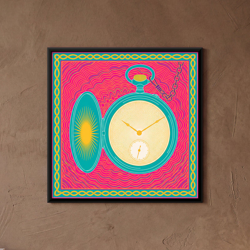 Open Pocket Watch - framed canvas art hung on a wall