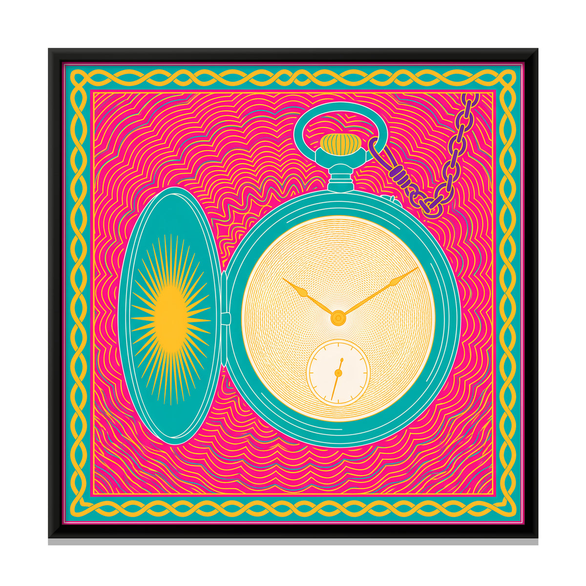 Open Pocket Watch - framed canvas print, front view