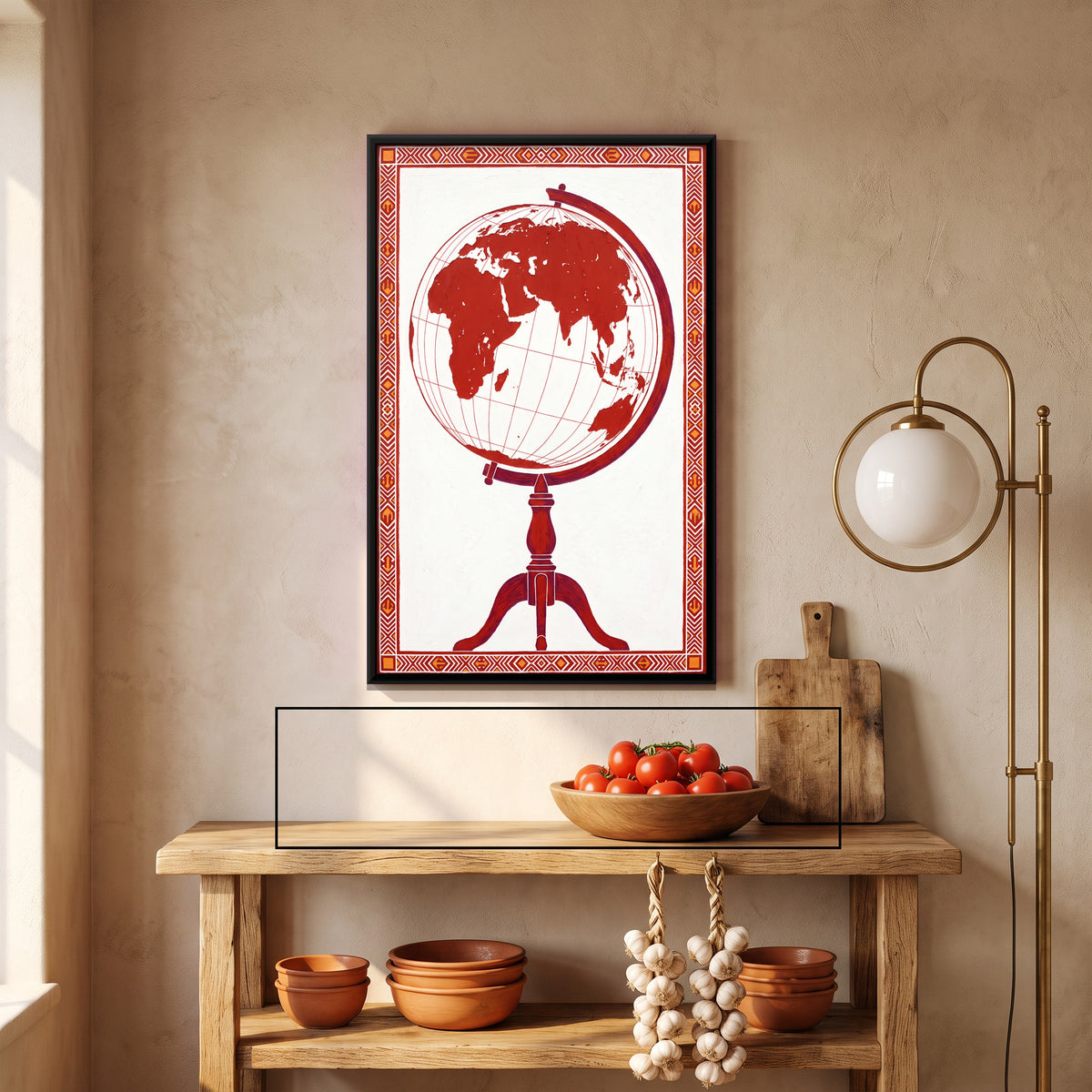 Vintage Desk Globe - canvas art shown in a second room setting