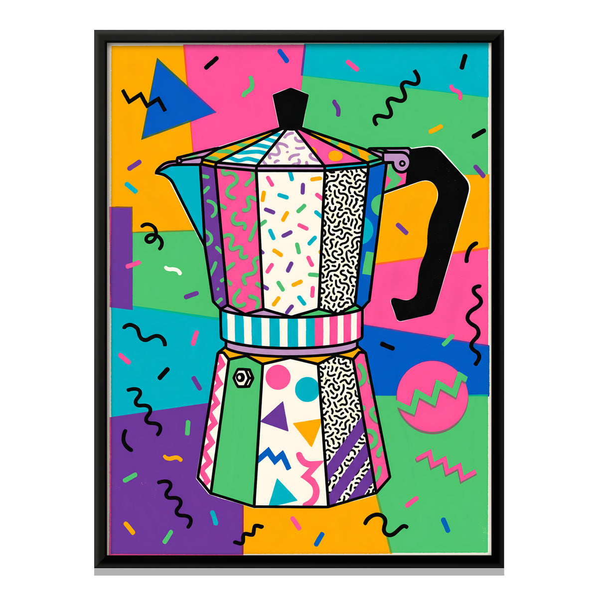 Stovetop Moka Pot - framed canvas print, front view