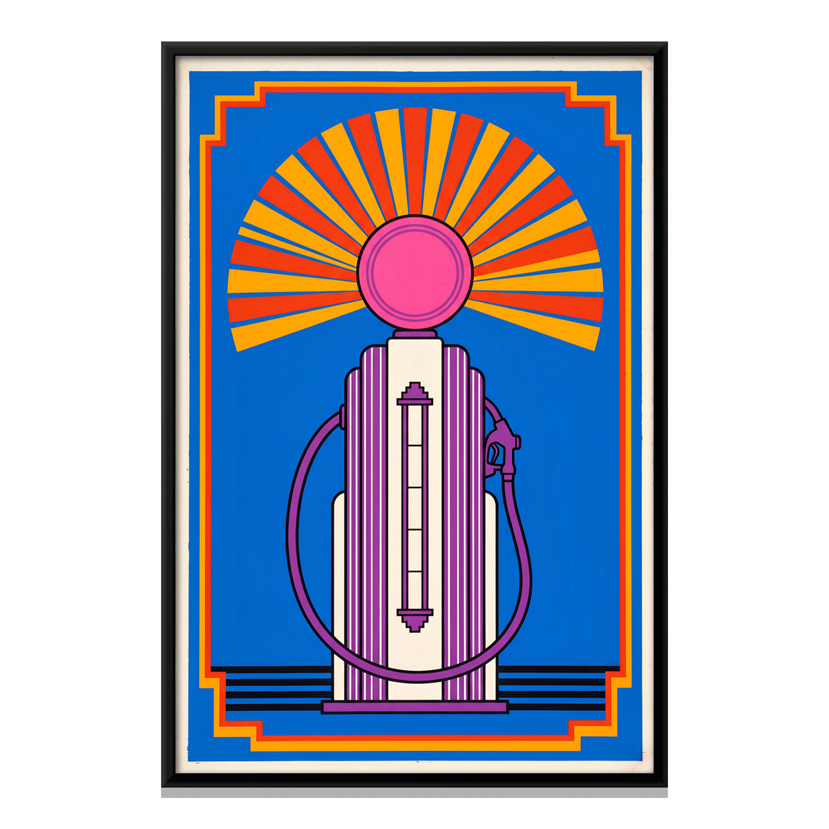 Vintage Petrol Pump - framed canvas print, front view