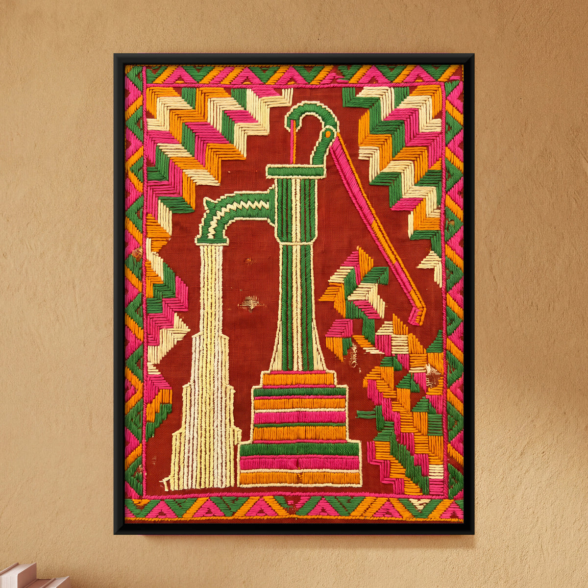 Village Hand Pump - framed canvas art hung on a wall