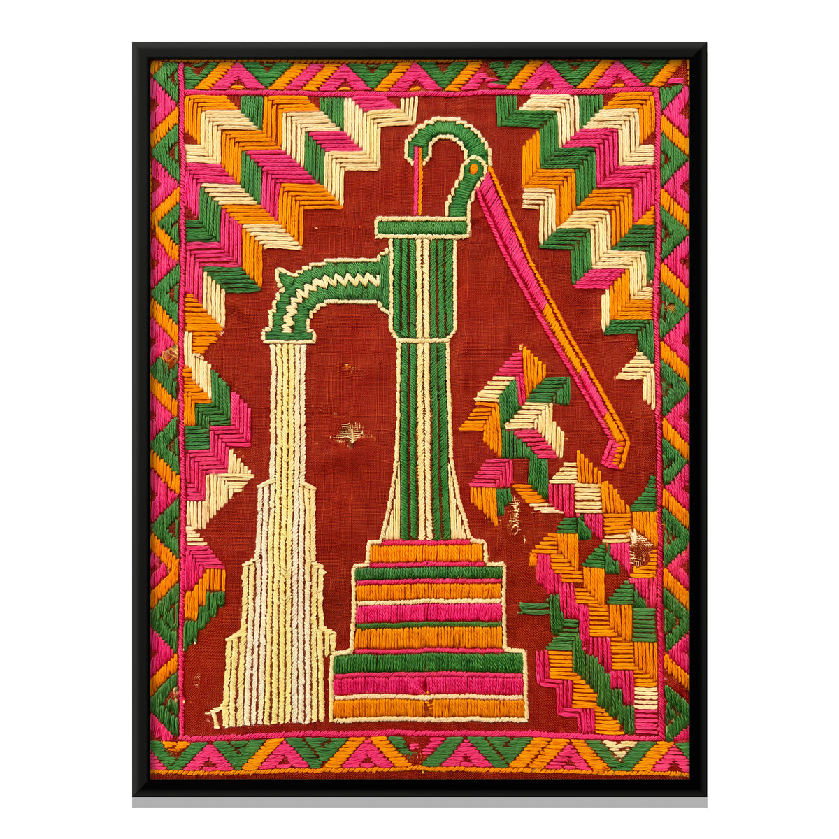 Village Hand Pump - framed canvas print, front view