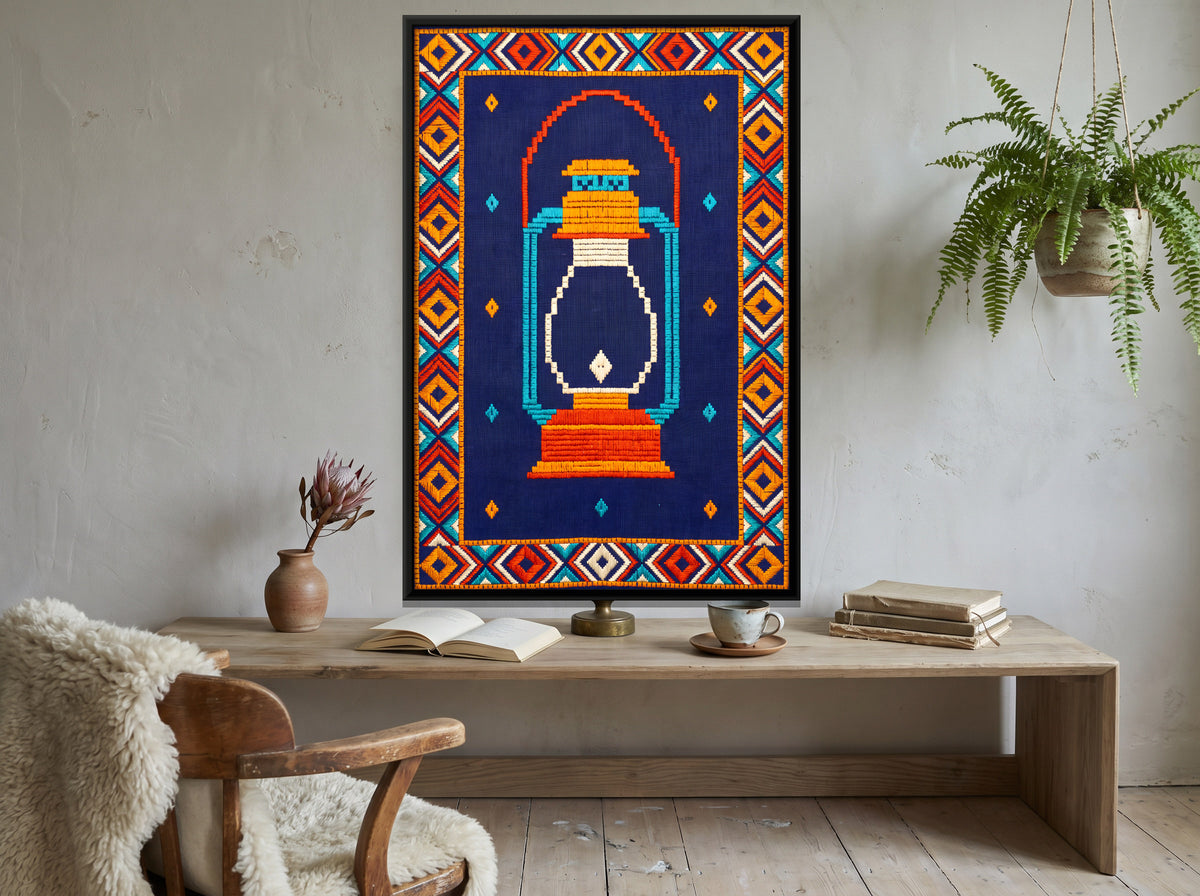 Hurricane Lantern - canvas art shown in a second room setting