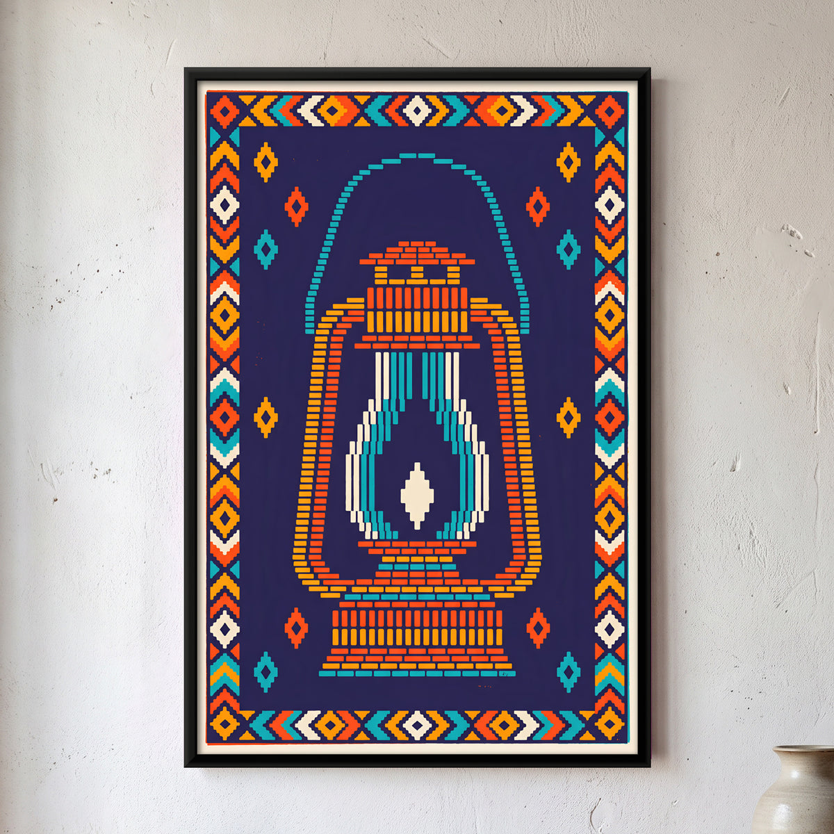 Hurricane Lantern - framed canvas art hung on a wall