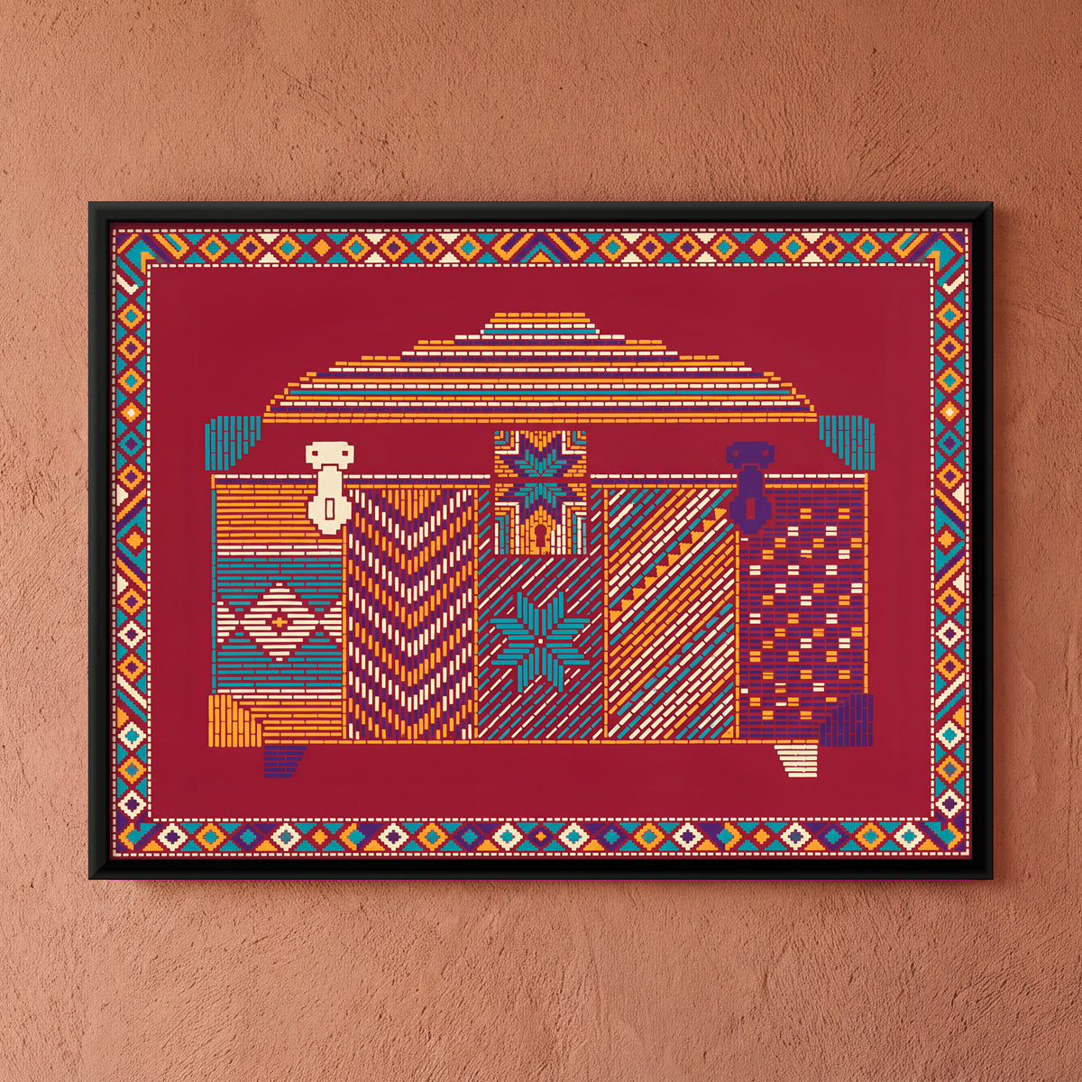 Storage Trunk - framed canvas art hung on a wall