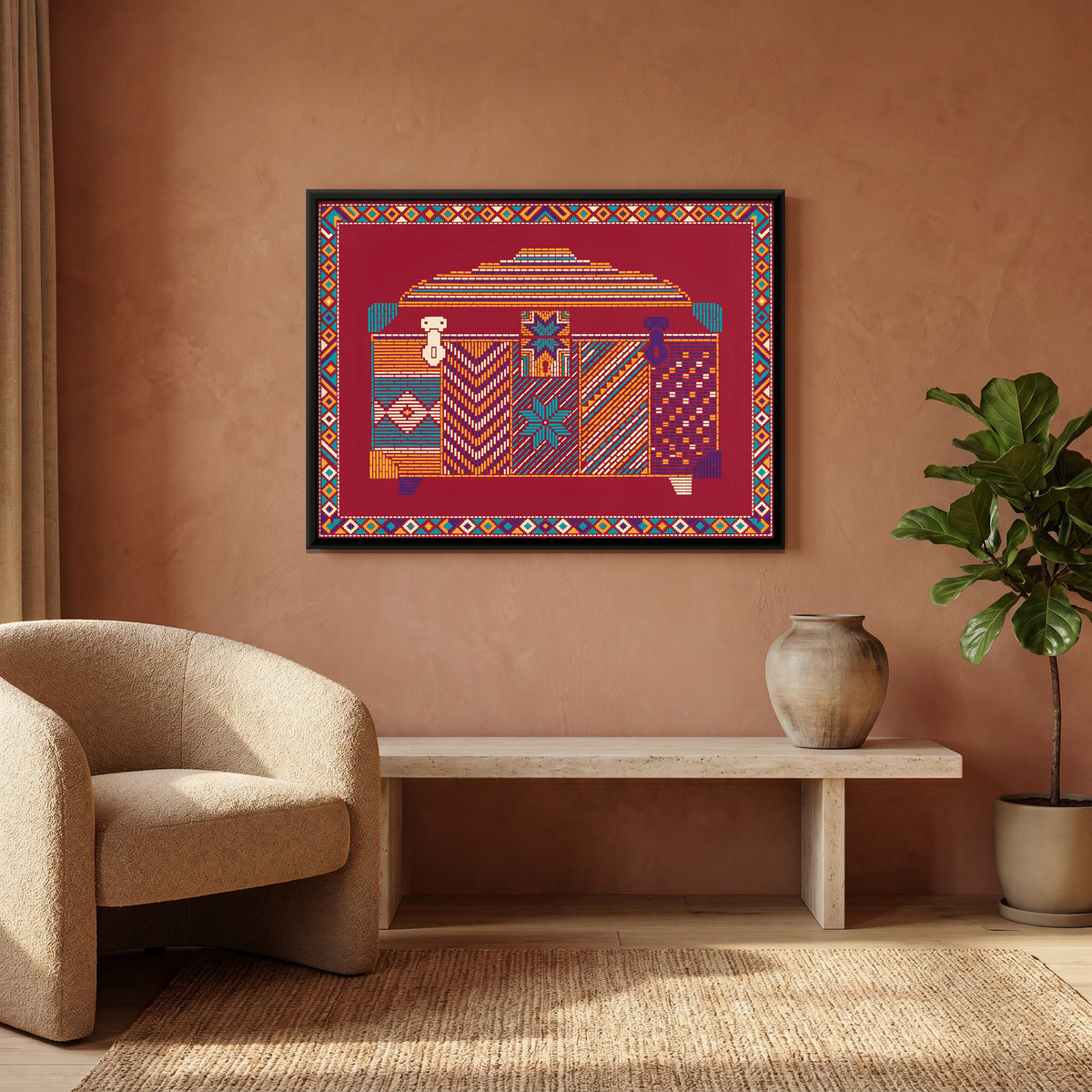 Storage Trunk - canvas art shown in a styled room