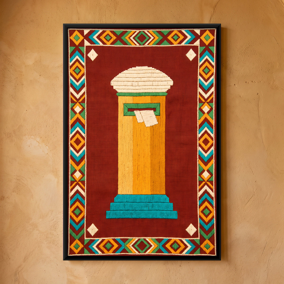 Pillar Post Box - framed canvas art hung on a wall