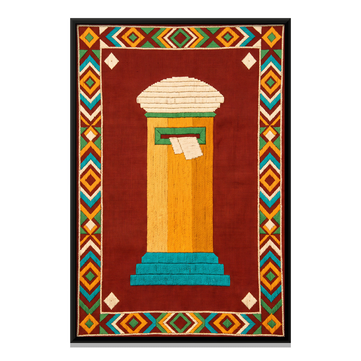 Pillar Post Box - framed canvas print, front view