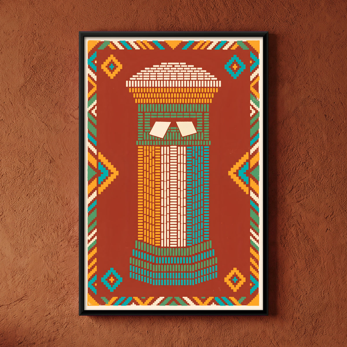 Pillar Postbox - framed canvas art hung on a wall
