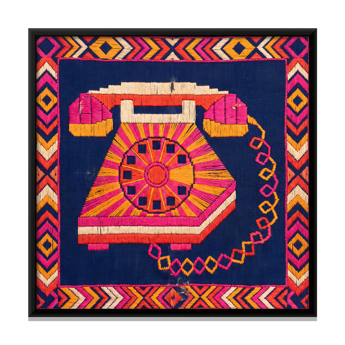 Rotary Dial Telephone - framed canvas print, front view