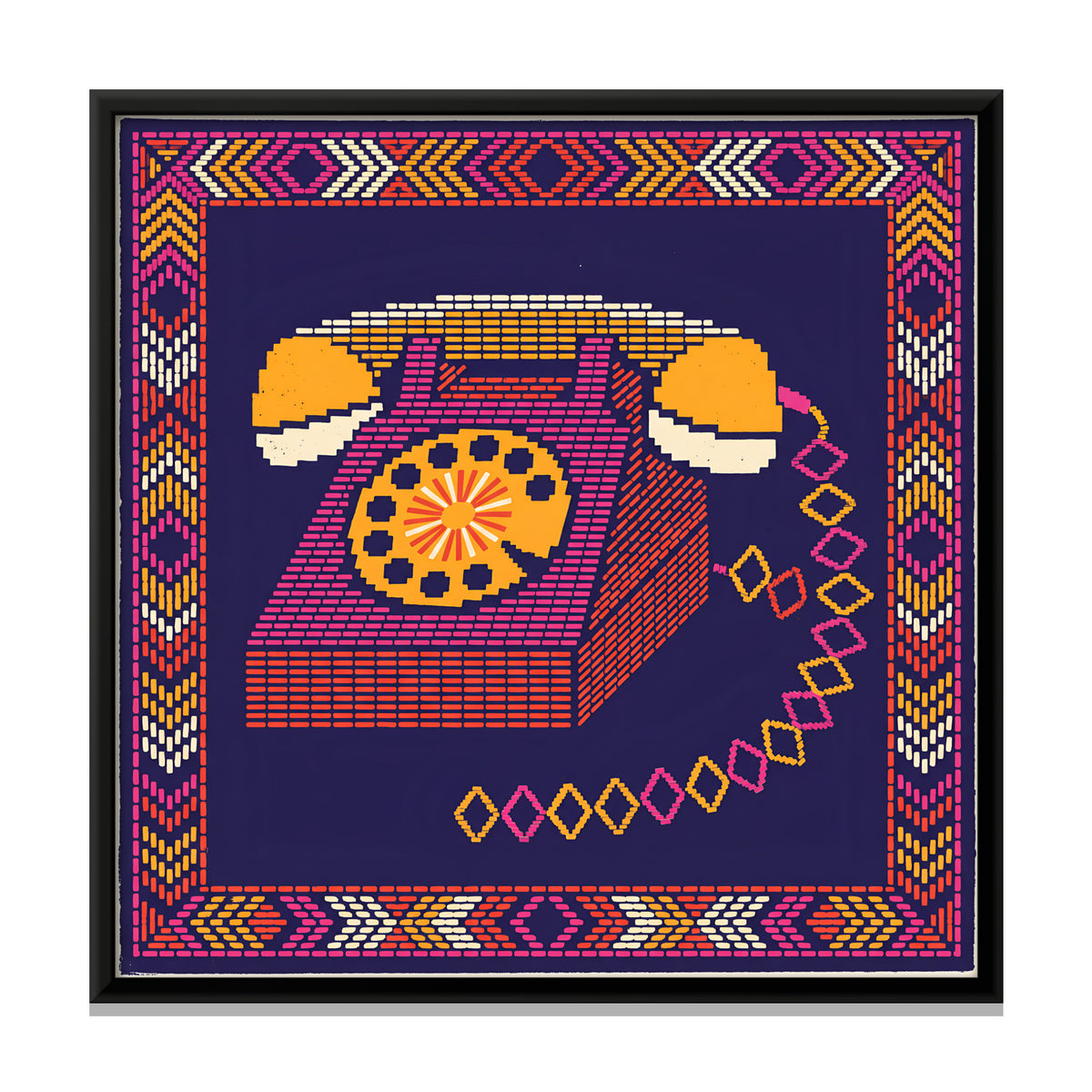 Rotary Dial Telephone - framed canvas print, front view