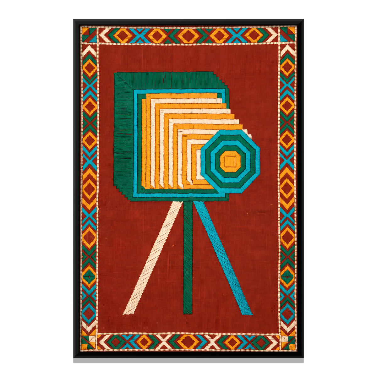 Bellows Camera on a Tripod - framed canvas print, front view