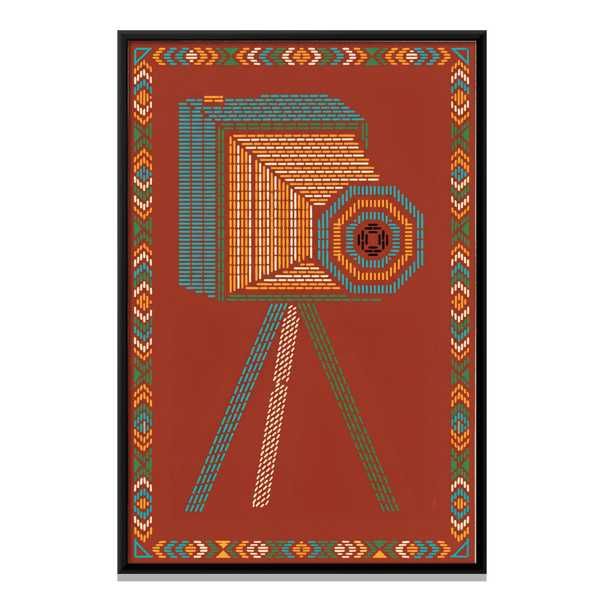 Bellows Camera on a Tripod - framed canvas print, front view