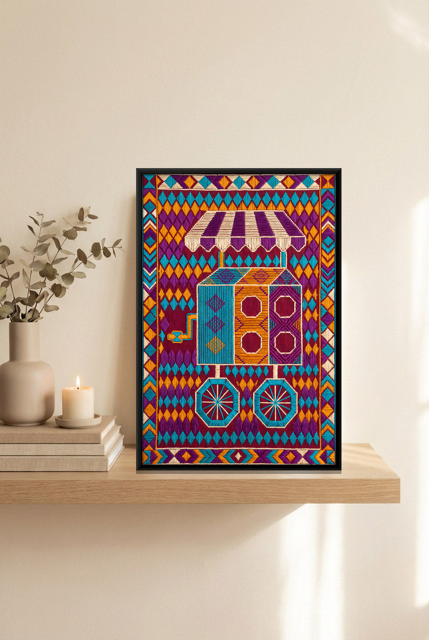 Bioscope Cart - canvas art shown in a second room setting