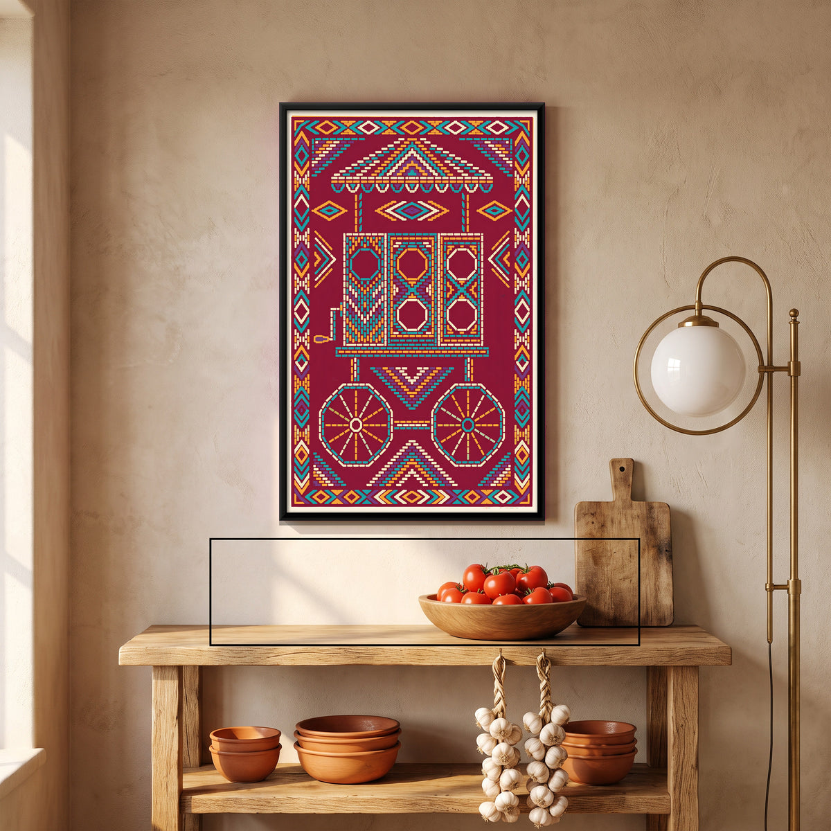 Bioscope Cart - canvas art shown in a second room setting