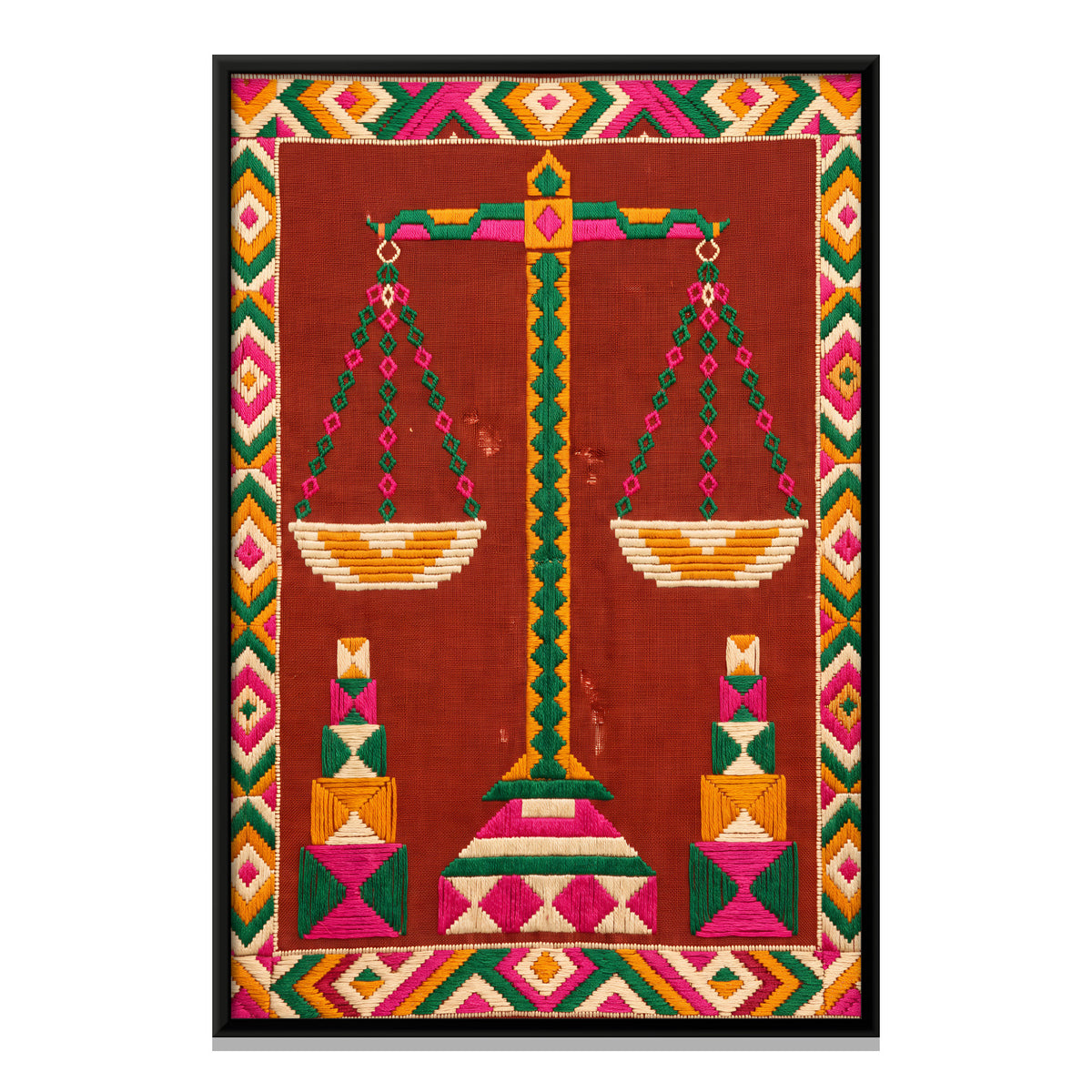 Weighing Scales and Weights - framed canvas print, front view