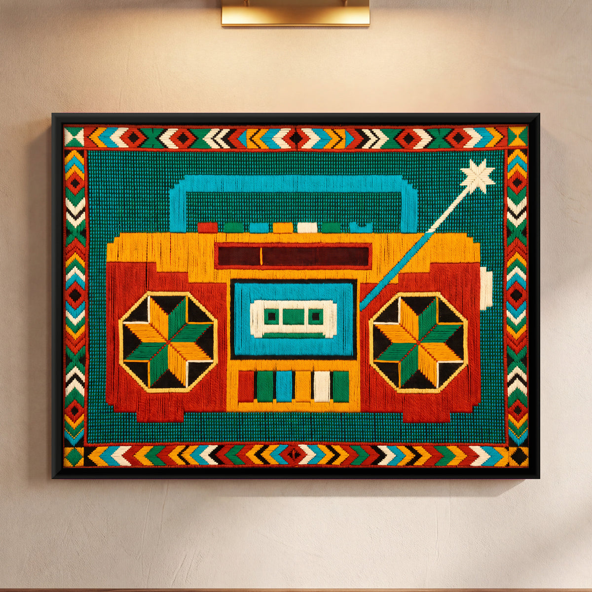Radio Cassette Player - framed canvas art hung on a wall