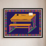 School Desk and Attached Bench