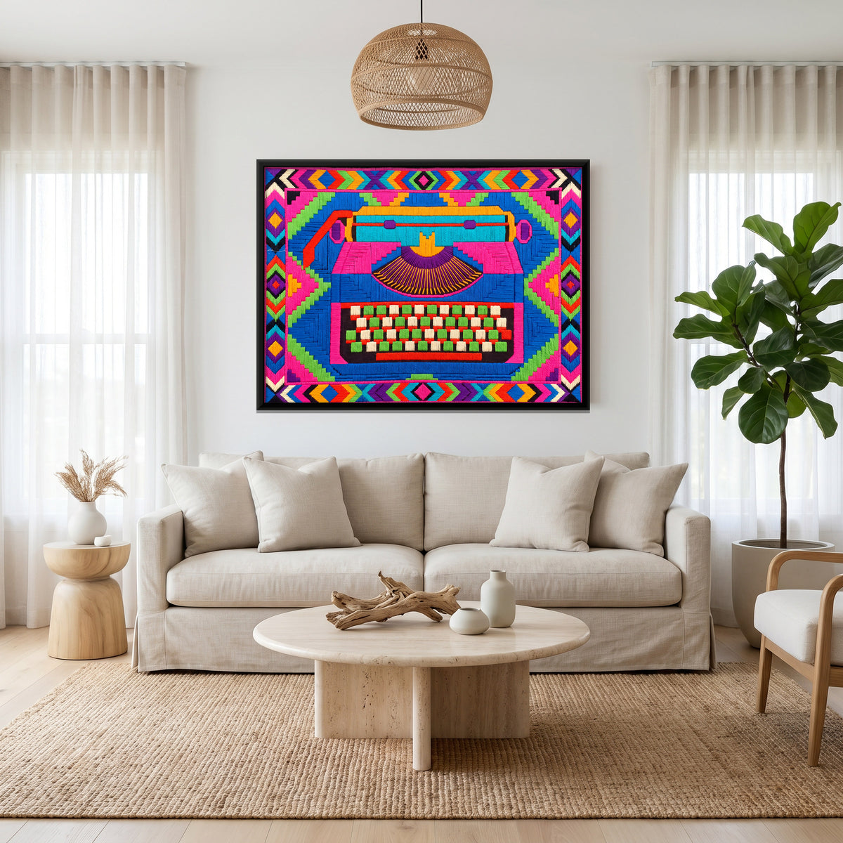 Manual Typewriter - canvas art shown in a styled room