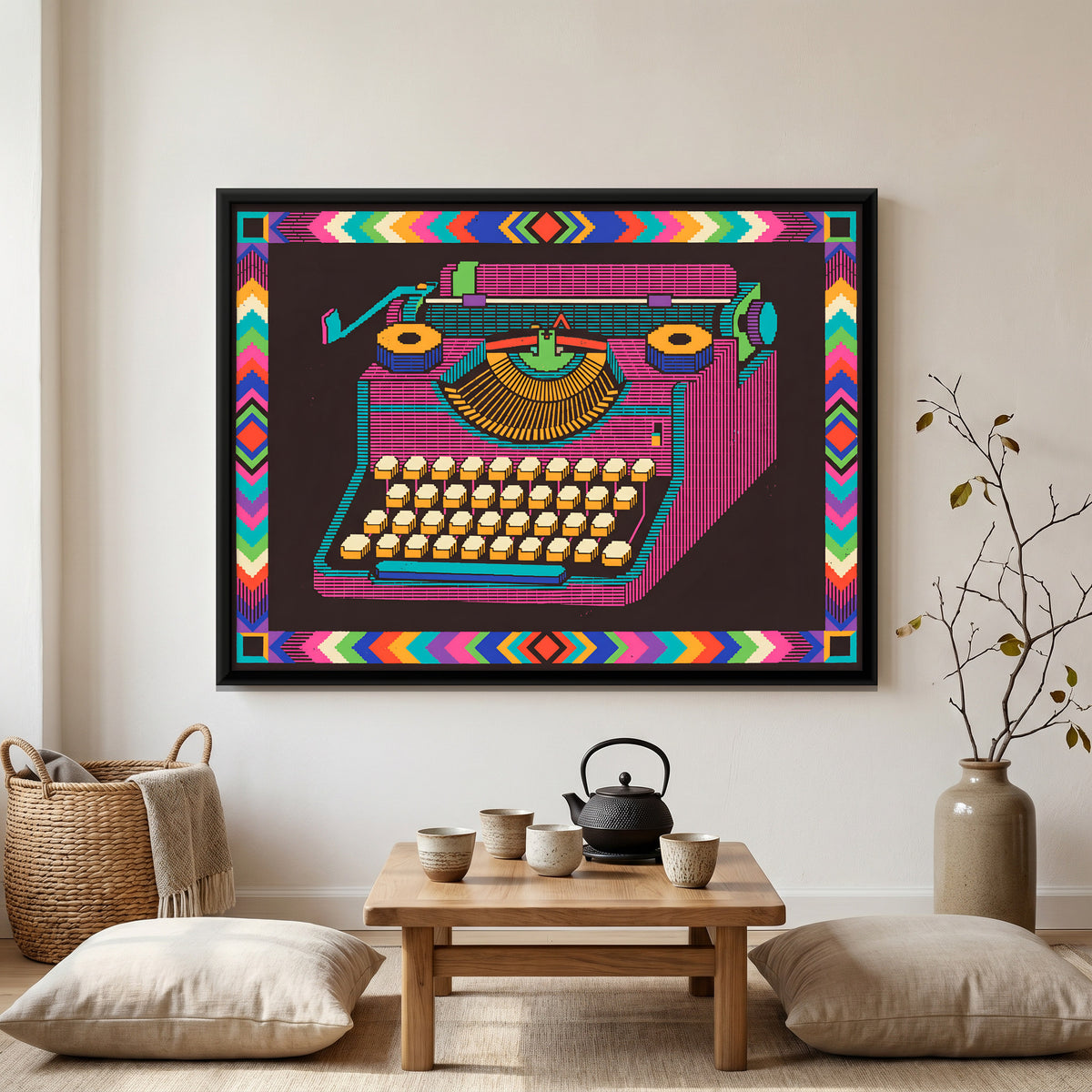 Manual Typewriter - canvas art shown in a styled room
