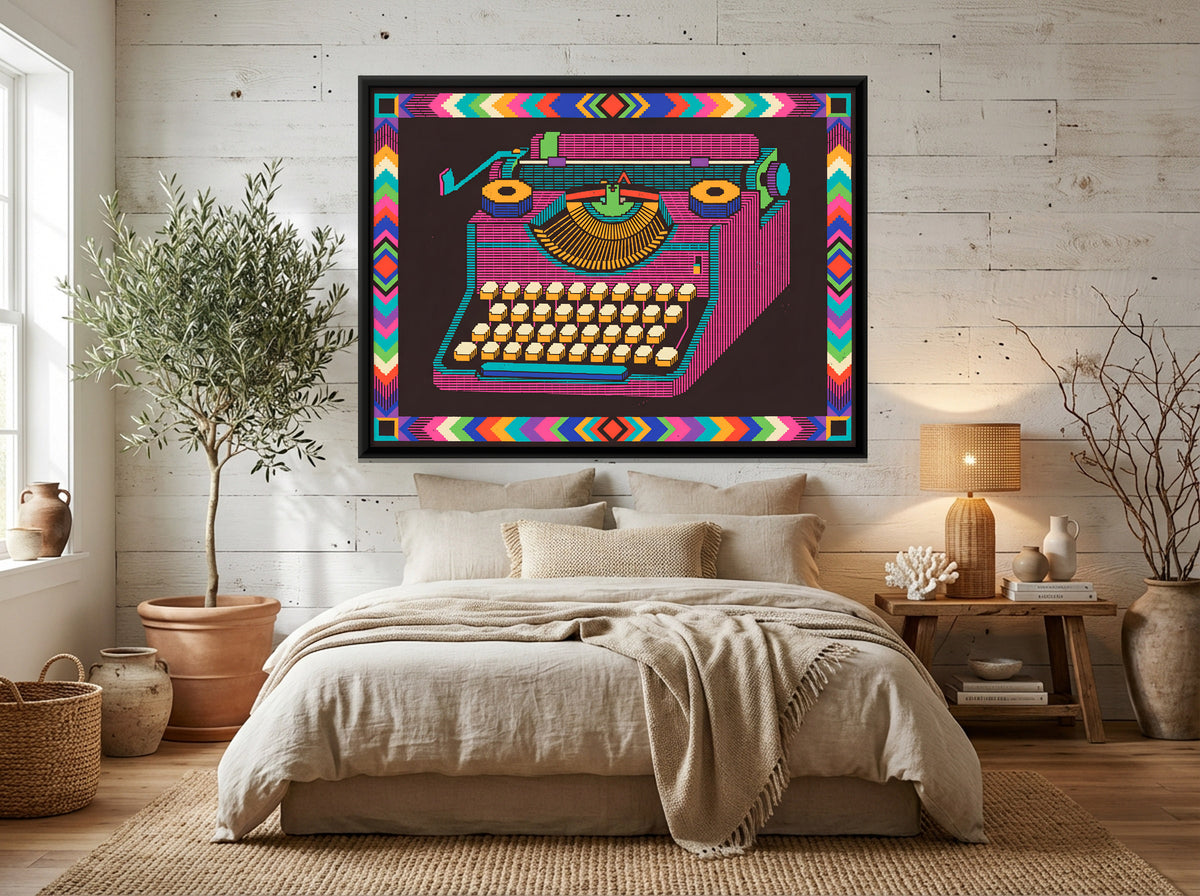 Manual Typewriter - canvas art shown in a second room setting