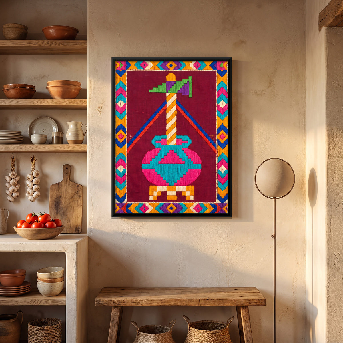 Butter Churn - canvas art shown in a styled room