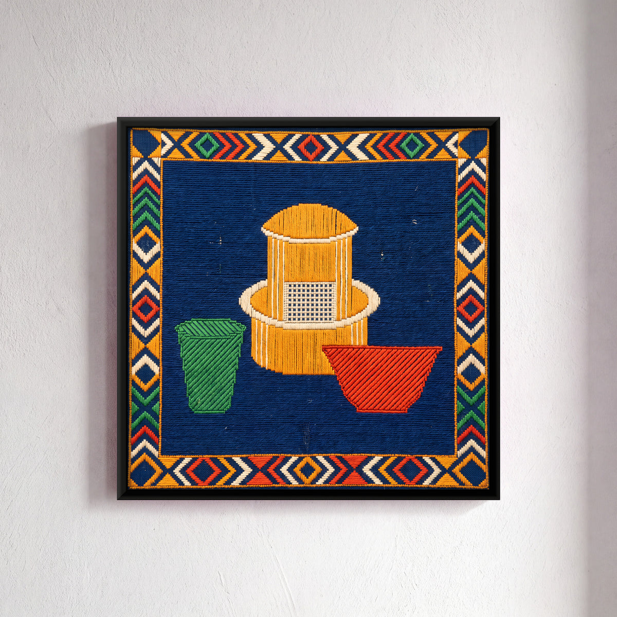 Filter Coffee Set - framed canvas art hung on a wall